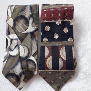 Ferracci & Bellini Abstract Geometric Patterns Silk Ties 3.75"